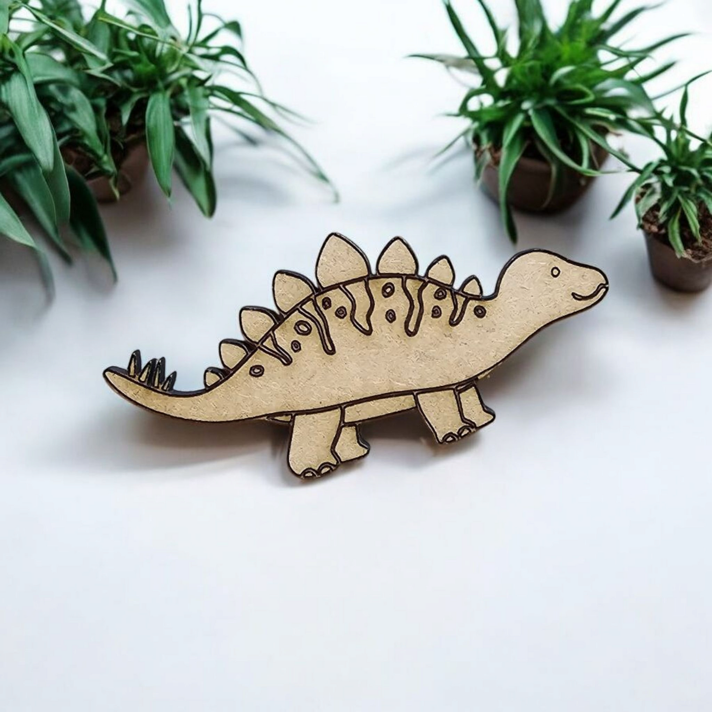 3mm Premium Laser-Cut MDF Stegosaurus Dinosaur Shape for Crafts & DIY Projects – Unpainted & Ready for Customization