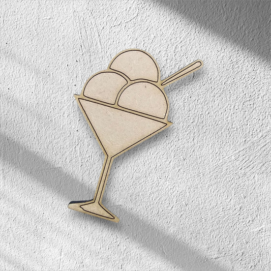 3mm Premium Laser-Cut MDF Ice Cream Sundae for Crafts & DIY Projects – Unpainted & Ready for Customization