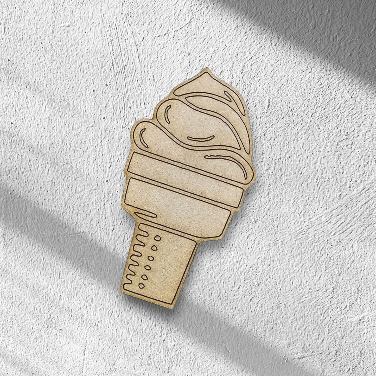 3mm Premium Laser-Cut MDF Ice Cream In A Cone Shape for Crafts & DIY Projects – Unpainted & Ready for Customization