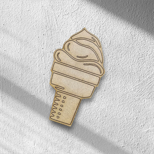 3mm Premium Laser-Cut MDF Ice Cream In A Cone Shape for Crafts & DIY Projects – Unpainted & Ready for Customization