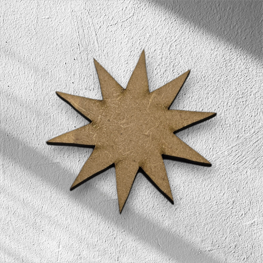 3mm Premium Laser-Cut MDF 10 Point Stars for Crafts & DIY Projects – Unpainted & Ready for Customization