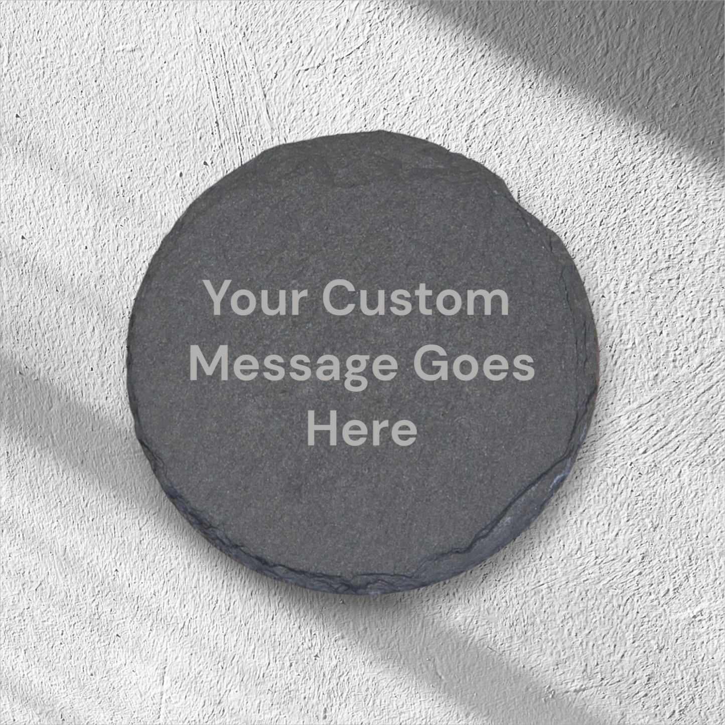 Engraved Round Slate Coaster – 10cm – Customizable with Personalisation