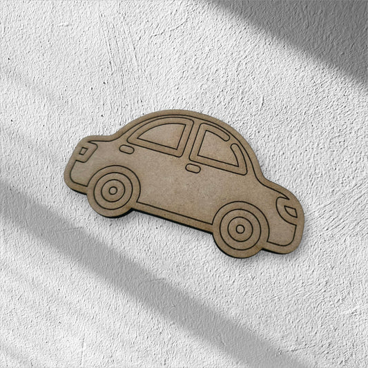 3mm Premium Laser-Cut MDF Rounded Car Shape for Crafts & DIY Projects – Unpainted & Ready for Customization