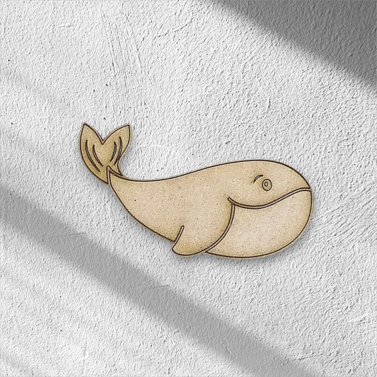 3mm Premium Laser-Cut MDF Whale Shape for Crafts & DIY Projects – Unpainted & Ready for Customization