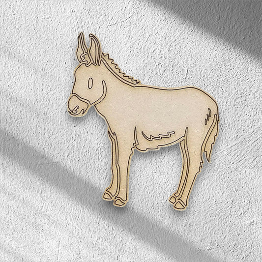 3mm Premium Laser-Cut MDF Donkey Shape for Crafts & DIY Projects – Unpainted & Ready for Customization