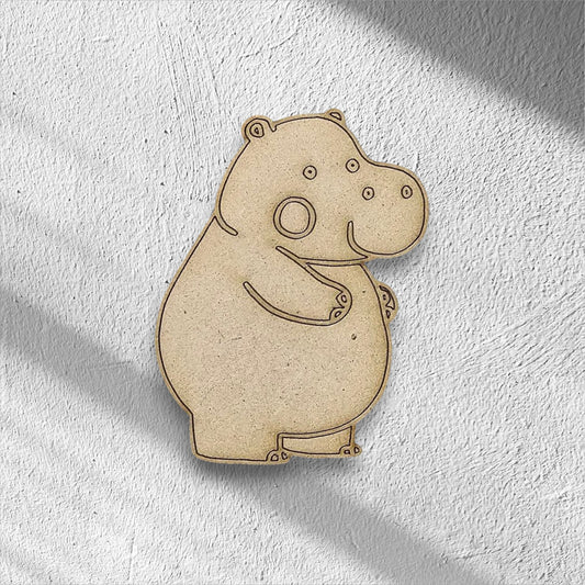 3mm Premium Laser-Cut MDF Hippo Shape for Crafts & DIY Projects – Unpainted & Ready for Customization