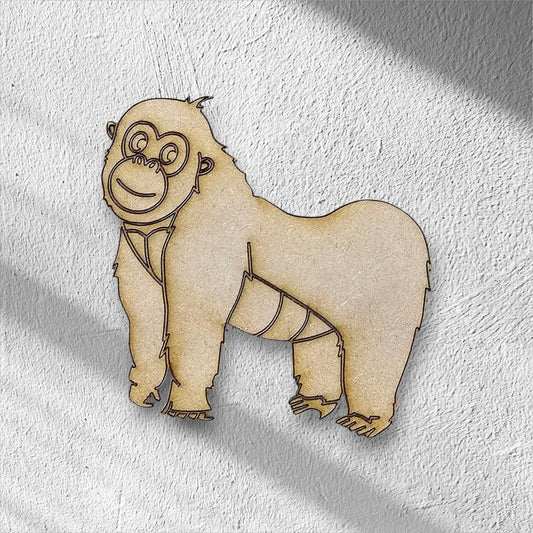 3mm Premium Laser-Cut MDF Gorilla Shape for Crafts & DIY Projects – Unpainted & Ready for Customization