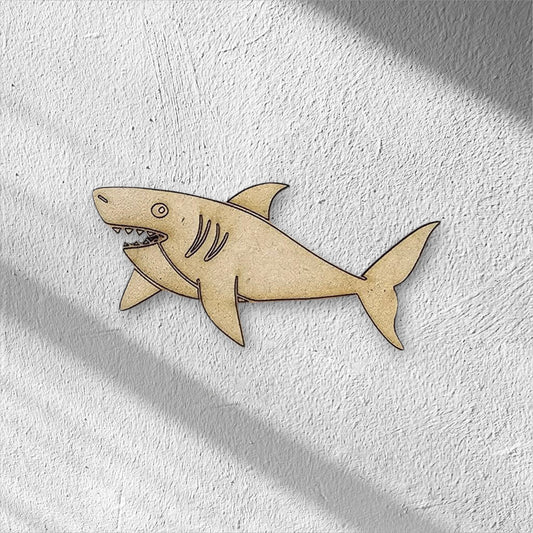 3mm Premium Laser-Cut MDF Shark Shape for Crafts & DIY Projects – Unpainted & Ready for Customization