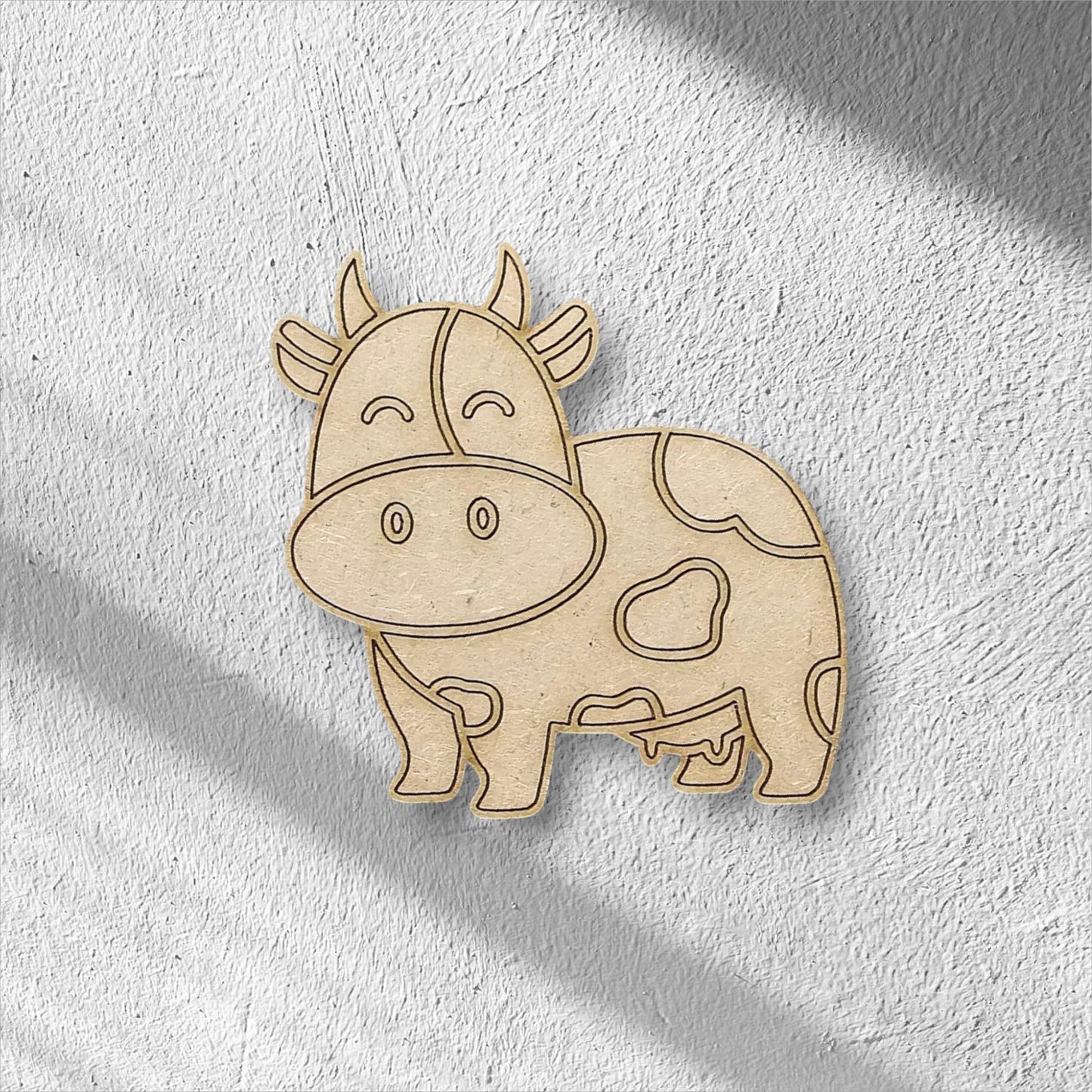 3mm Premium Laser-Cut MDF Cow Shape for Crafts & DIY Projects – Unpainted & Ready for Customization