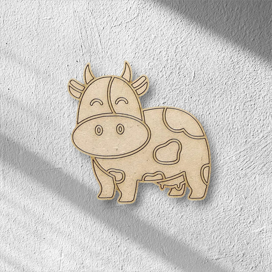 3mm Premium Laser-Cut MDF Cow Shape for Crafts & DIY Projects – Unpainted & Ready for Customization