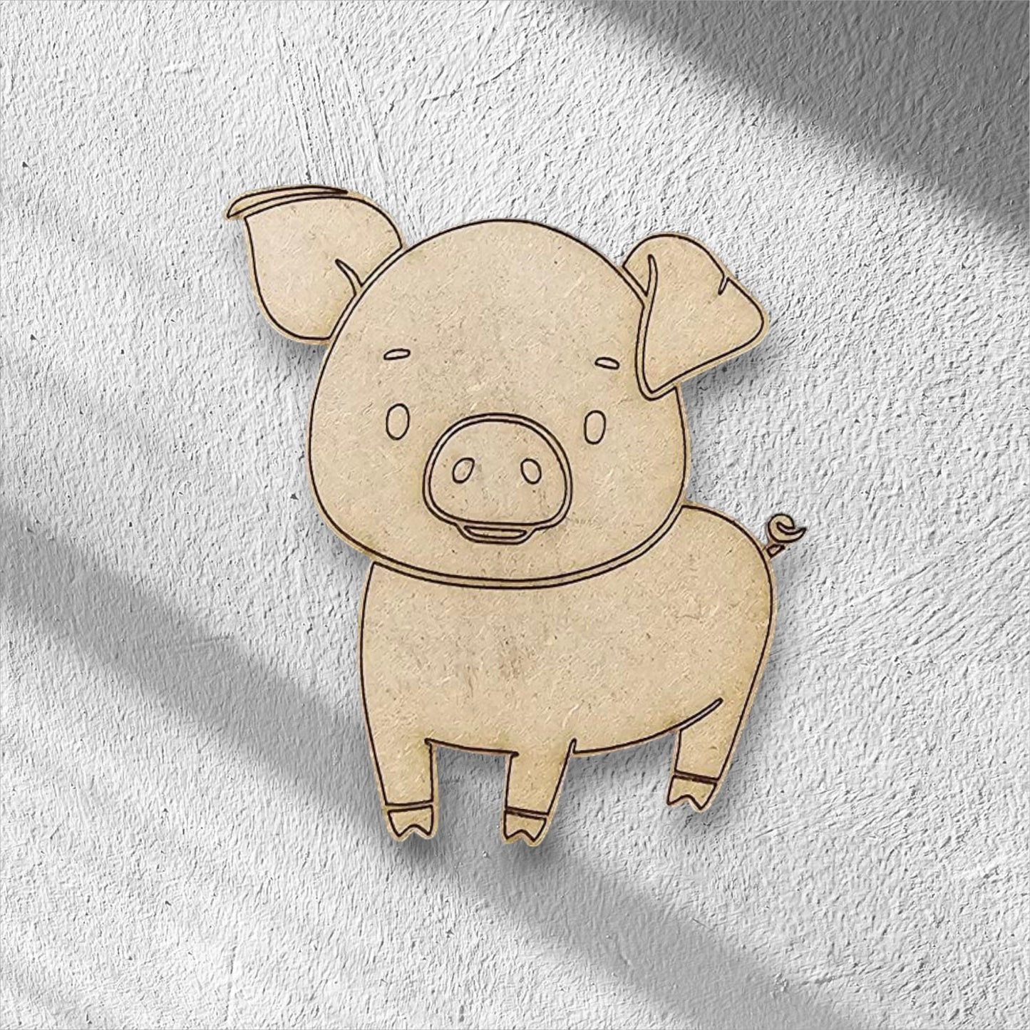 3mm Premium Laser-Cut MDF Pig Shape for Crafts & DIY Projects – Unpainted & Ready for Customization