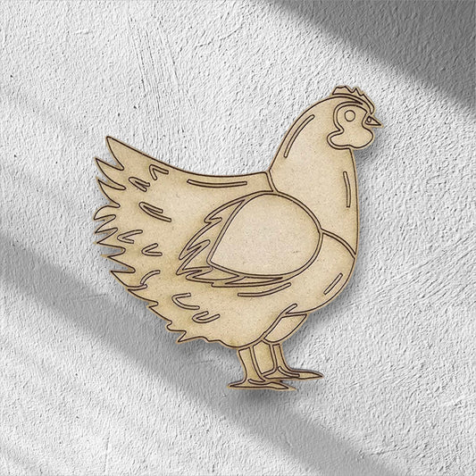 3mm Premium Laser-Cut MDF Chicken Shape for Crafts & DIY Projects – Unpainted & Ready for Customization