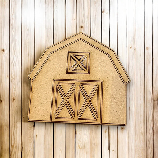 3mm Premium Laser-Cut MDF Barn Shape for Crafts & DIY Projects – Unpainted & Ready for Customization