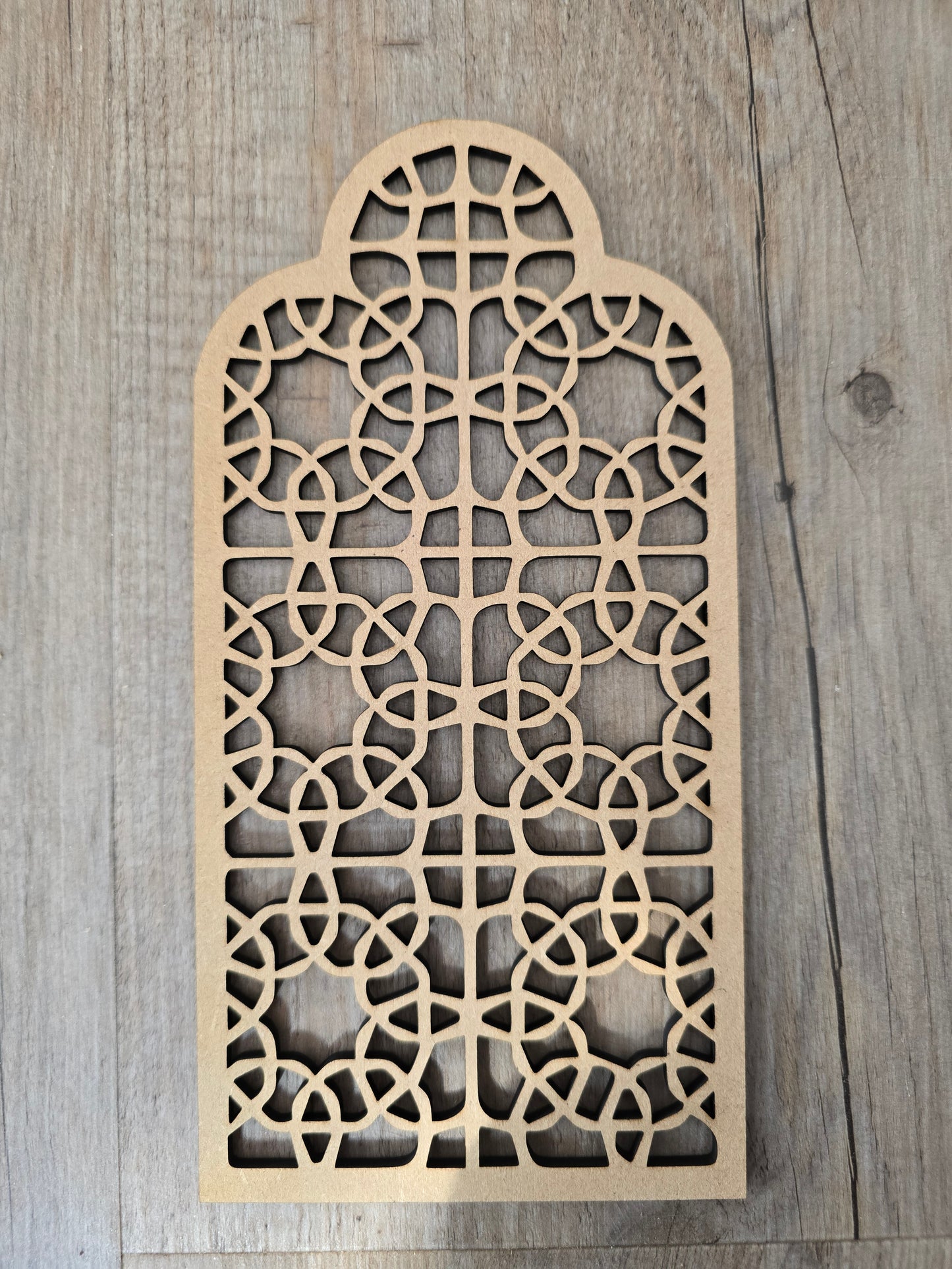 Geometric Laser Cut MDF Wall Art Panel – Islamic Arched Pattern | Decorative Fretwork, Craft & Home Decor
