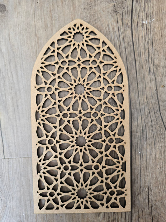 Islamic Star Laser Cut MDF Wall Art Panel | Arched Radiant Pattern | Decorative Fretwork Screen