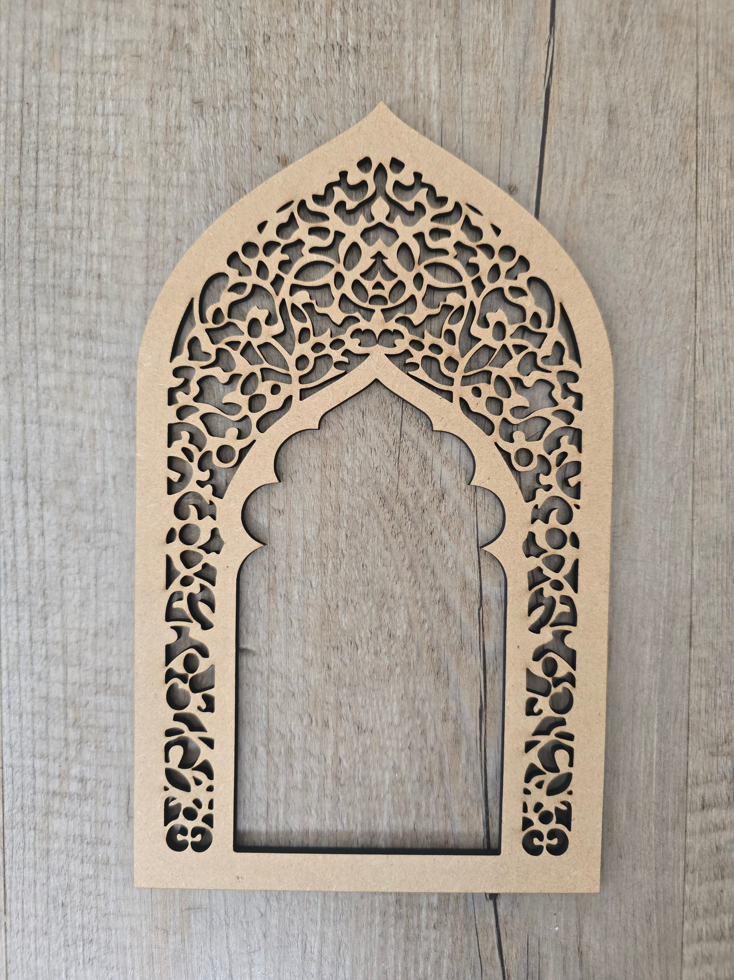 Moroccan Laser Cut MDF Panel – Traditional Arch Window | Intricate Wall Art & Craft Decor