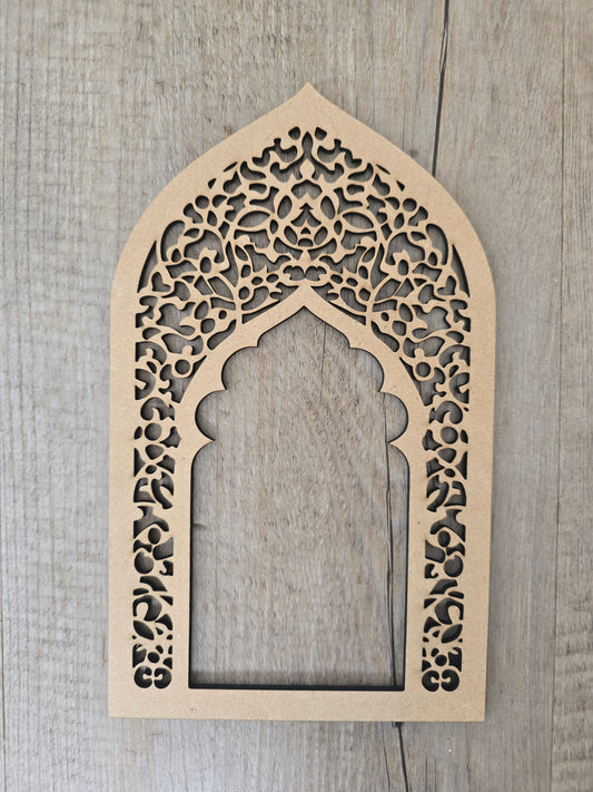 Moroccan Laser Cut MDF Panel – Traditional Arch Window | Intricate Wall Art & Craft Decor